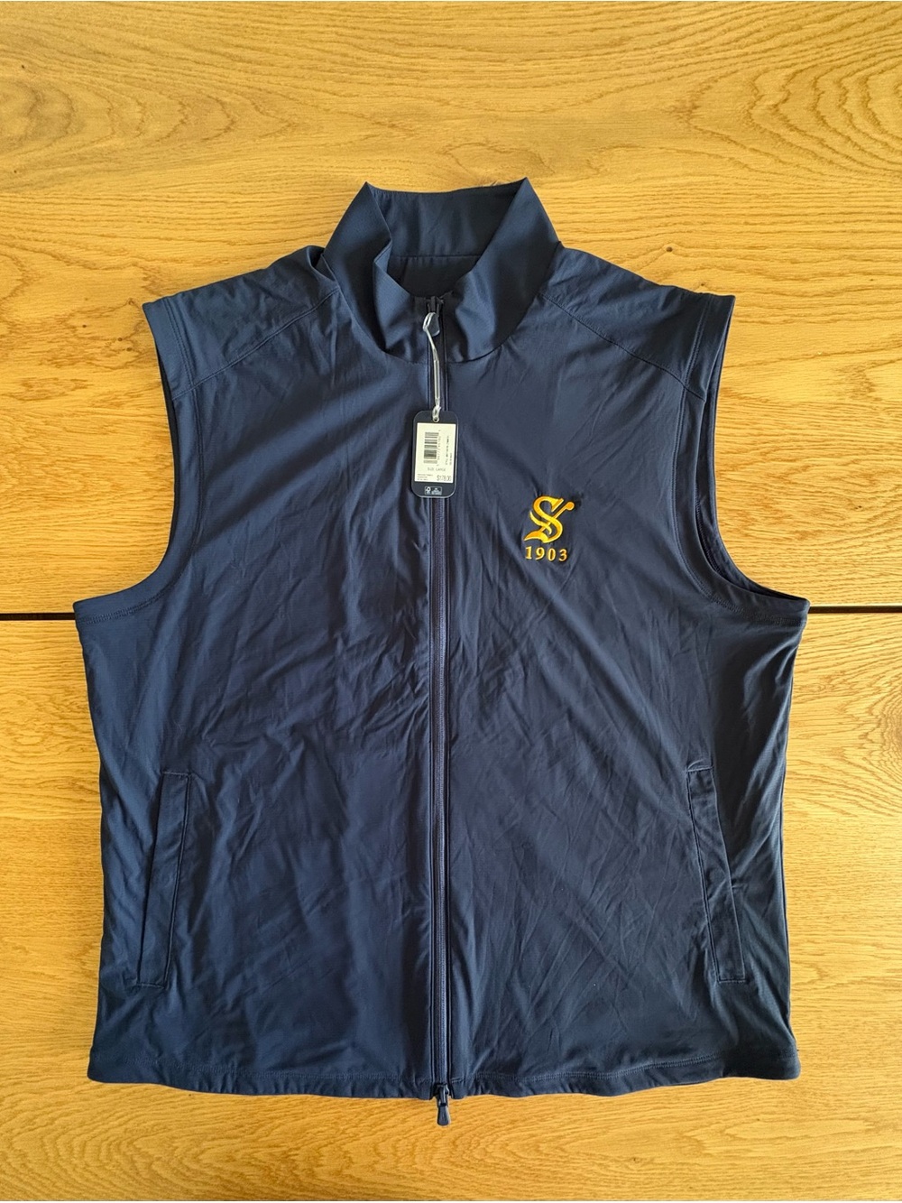 NWT johnnie-O Zimmer Golf Performance Vest Mens Large Navy Blue Stretch Zip